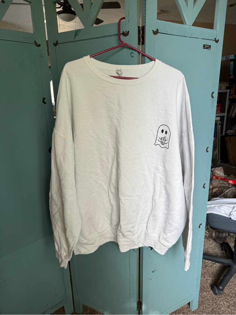 White Ghost Graphic Crewneck Sweater